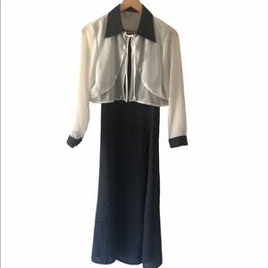 Vintage Polka Dot Sleeveless A Line Dress Jacket